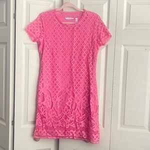 ISAAC MIZRAHI Women's Pink Lace Overlay Lined Dress Size S.  #086